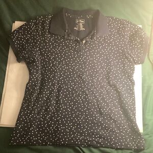 L.L. Bean Women's Navy Polka Dot Top